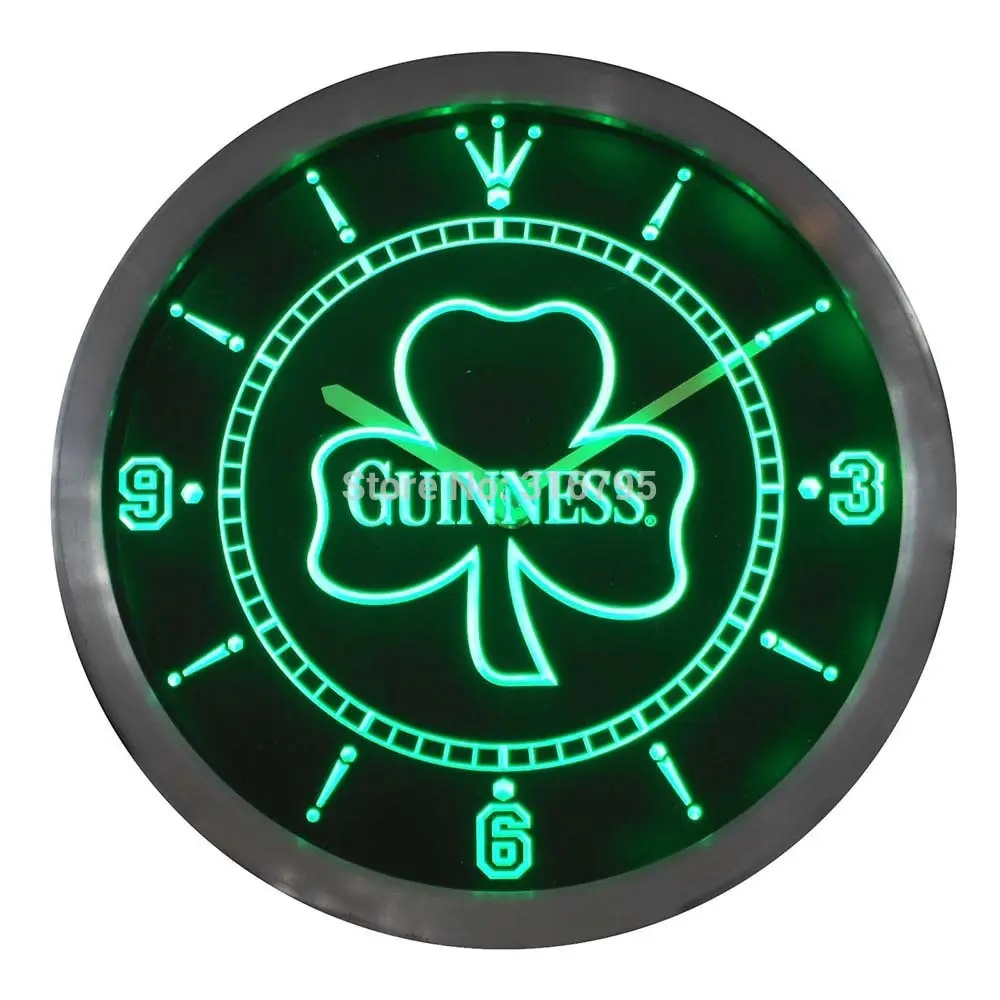 Nc0004 Guinness Shamrock пивной бар неоновая вывеска светодиодный настенные часы|Настенные