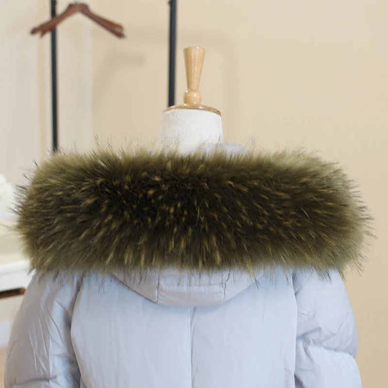 Женский шарф из искусственного меха енота зимняя куртка с капюшоном