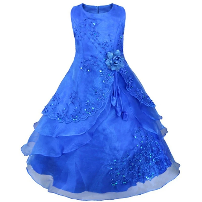 Kids Flower Girl Dress Long Formal Vestido De Festa Elegant Embroidered Wedding Party Ball Gown Princess DS49 | Детская одежда и
