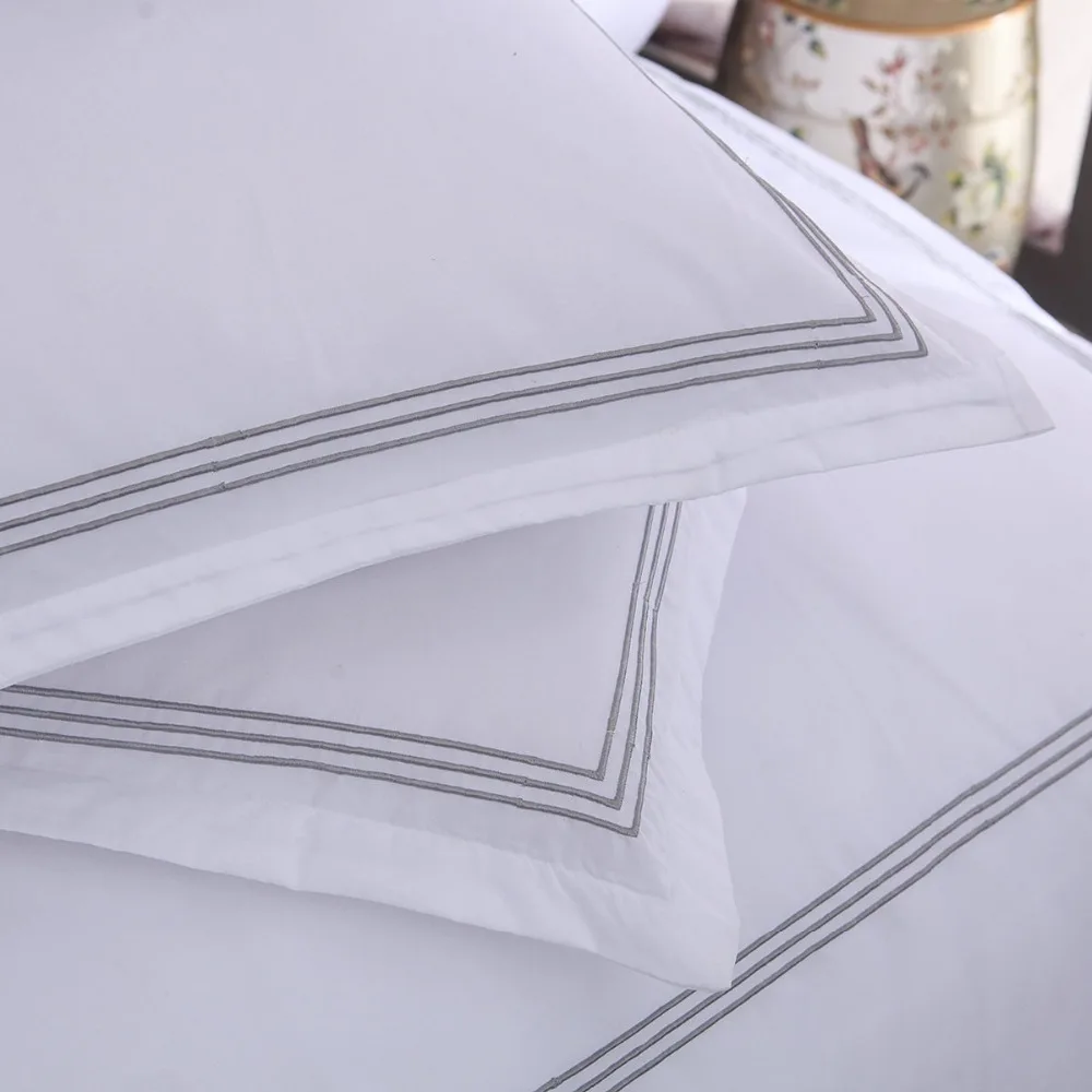 

Drop shipping duvet cover set home textile pillowcase (no sheet) 230*260cm bed linen white hotel USA size 228*228cm embroidered
