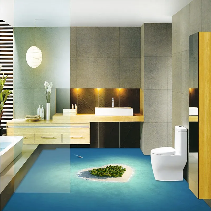 Бесплатная доставка Изолированный остров океан 3D пол китайский обои