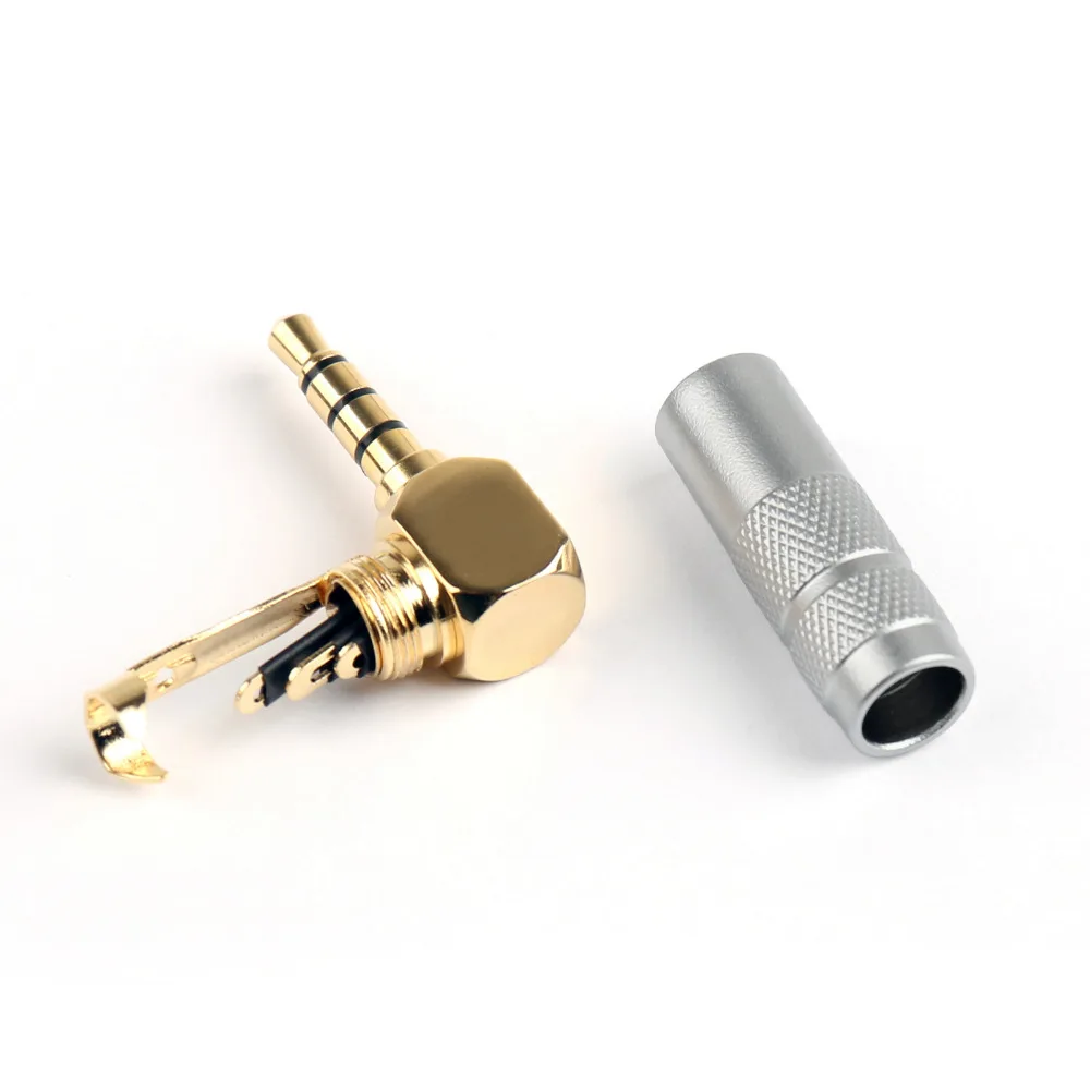 HPHF 3.5mm Stereo Plug 4 Pole/3 Pole Audio Connector Right Angle 24K Plated Gold Jack Male Solder Connect 5PCS/LOT | Электроника