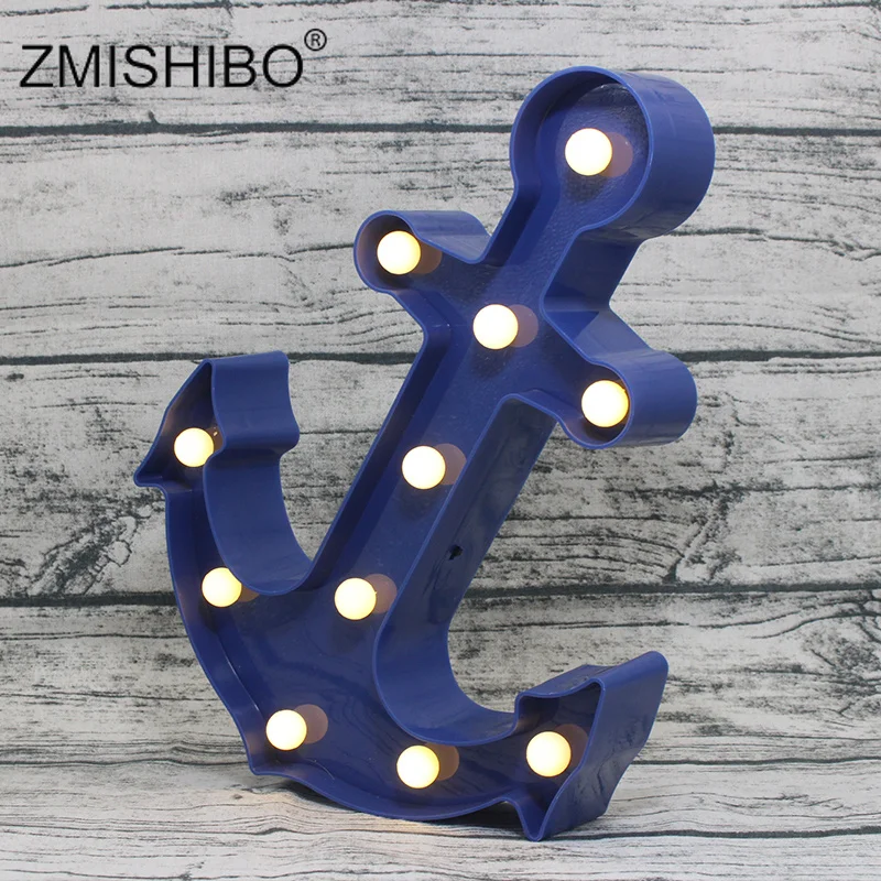 ZMISHIBO-مصباح قرصان LED على شكل مرساة ، ضوء ليلي أزرق داكن ، ديكور غرفة ، مصباح ، إكسسوارات تنكرية ، هدايا عيد الأطفال