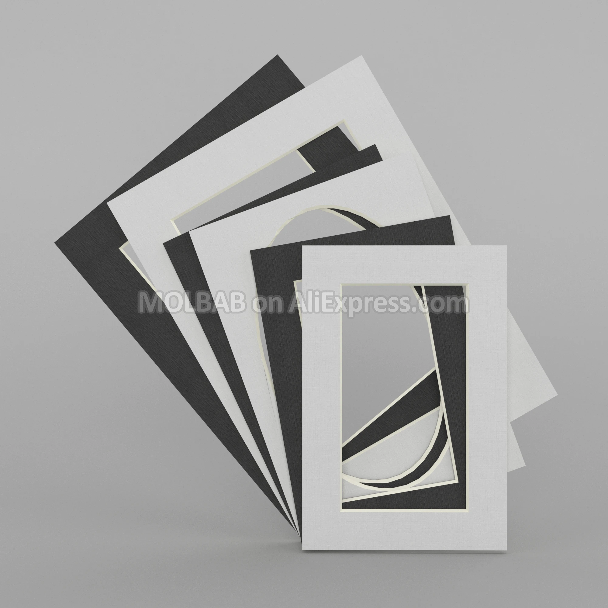 

White/Black Photo Mats Rectangle/Oval/Square/Circle Paper Mounts For 6/7/8 inch Picture Frame Passepartouts 100PCS/Lot Wholesale
