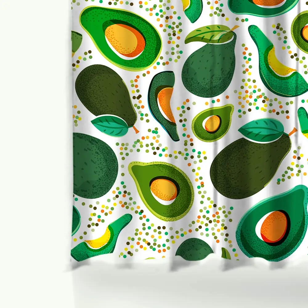 Miracille Avocado Bathroom Curtain Mat Set Waterproof Polyester Shower Curtains and Anti-slip Mat Home Decoration