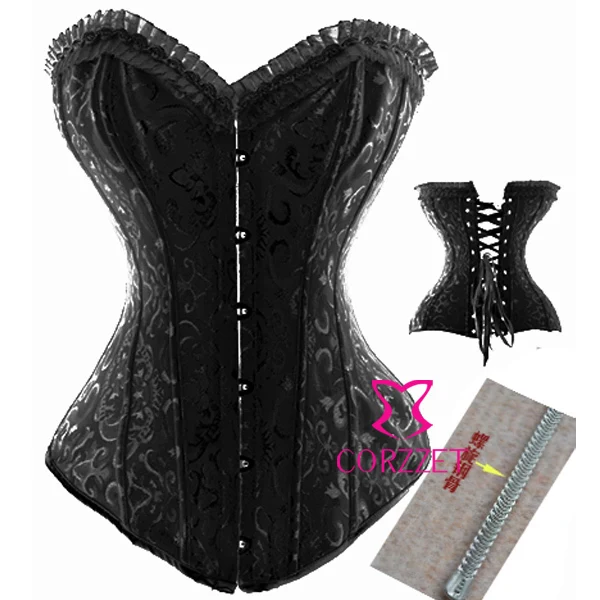 Лидер продаж кружевной атласный жаккардовый полностью стальной Женский корсет