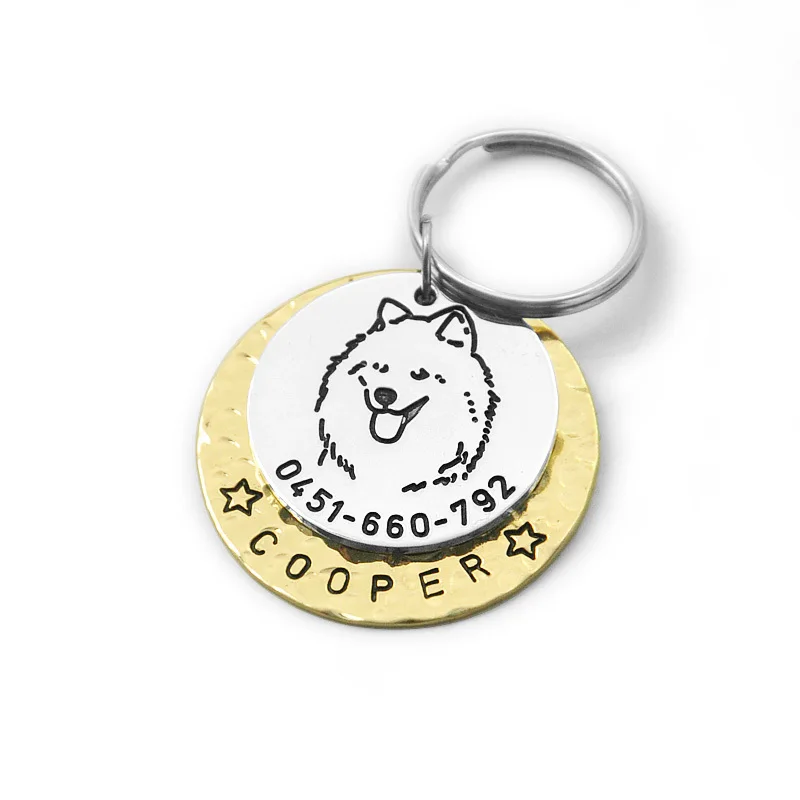 Изготовленный На Заказ собака самоед собачий жетон с гравировкой домашний