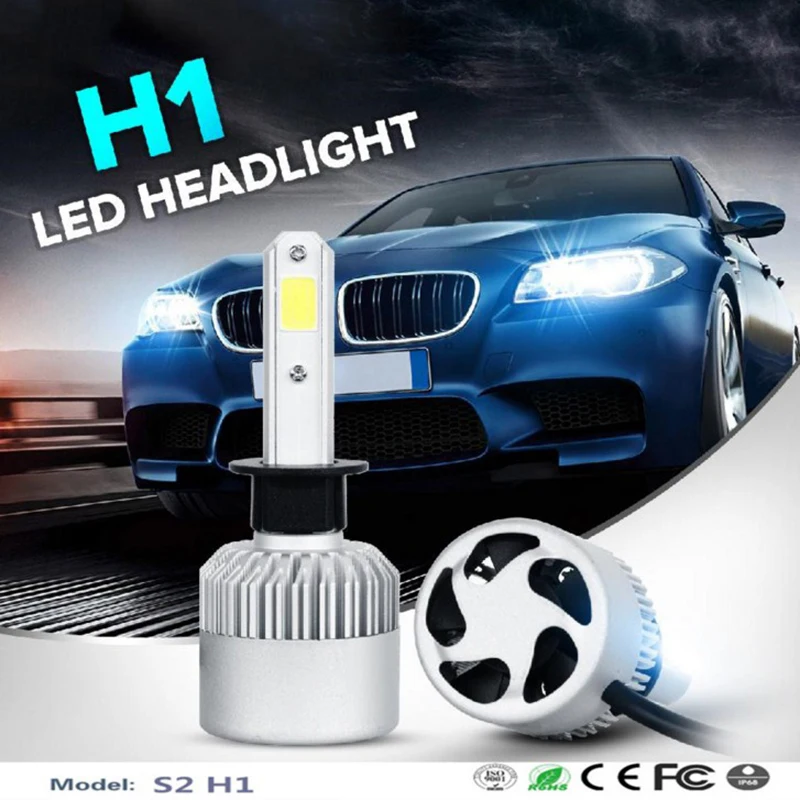 2 шт. S2 H4 H7 H11 H1 Автомобильные светодиодные фары 72 Вт LED 9005 9006 H3 9012 H13 5202 COB 6500K 12В 24В