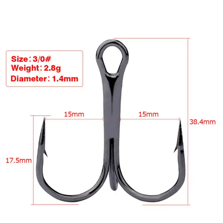 10 шт./кор. черный тройной захват анкерный крючок острый колючий джиг рыболовный 1/0