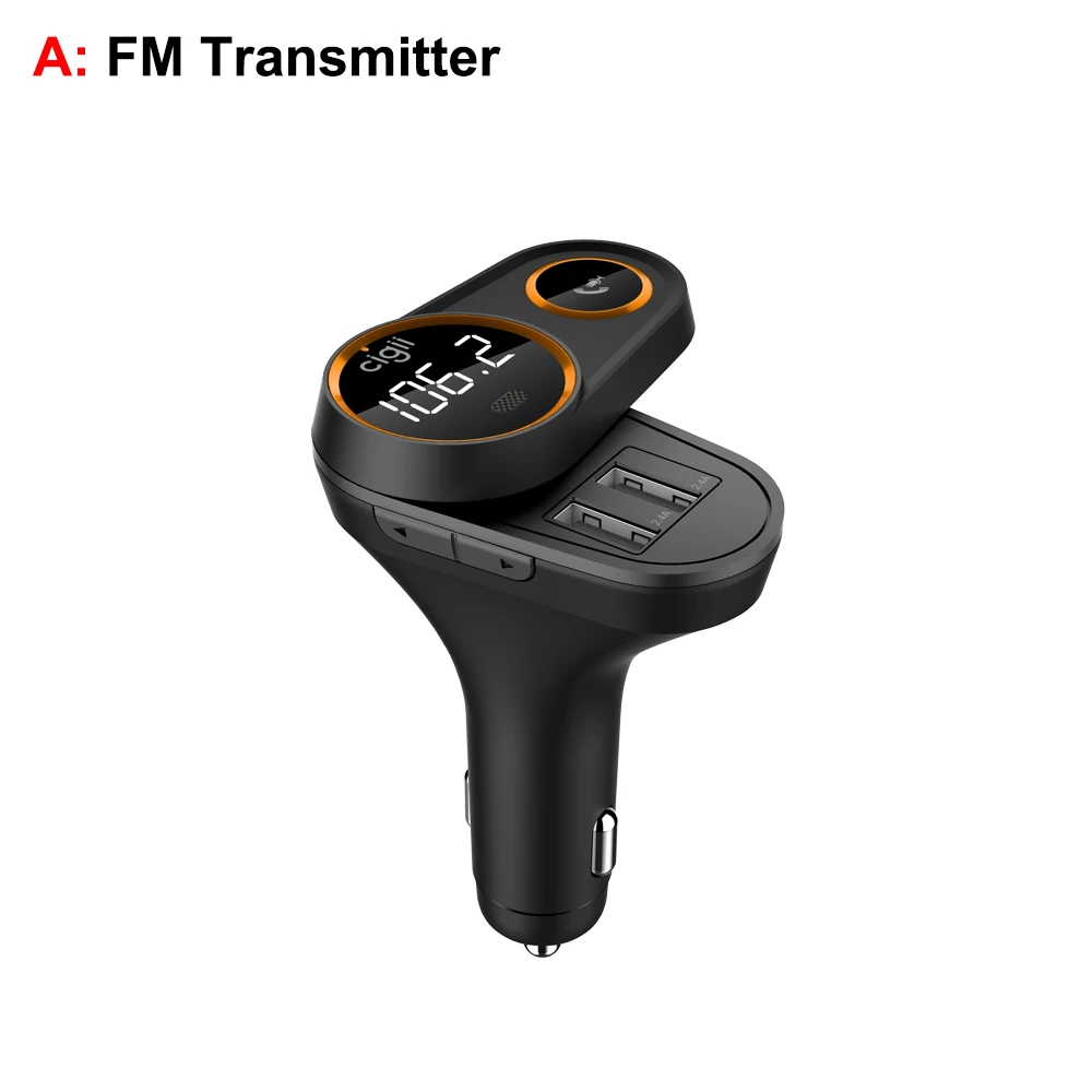 A-FM Transmitter Fm-передатчик, Bluetooth, автомобильный вращающийся скрытый двойной USB 2.4A, автомобильное зарядное устройство, TF карта, трансмиссор, Hands-Free, модулятор, комплект, радио, MP3, новинка - Название цвета: A-FM Transmitter
