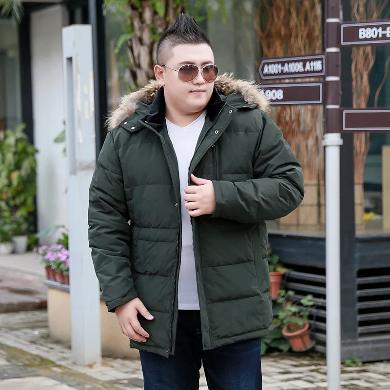 

2019 Men's Winter Large Size 6XL 10XL Large Stand Collar Hooded with Fur Collar Cotton Can Remove Cap Thicken Warm Jacket