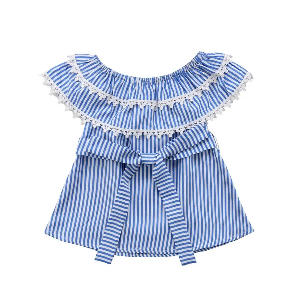 Toddler Kid Baby Girls Summer New Style Ruffled Striped Lace Casual Princess Party Fashion Cute Dresses | Детская одежда и обувь