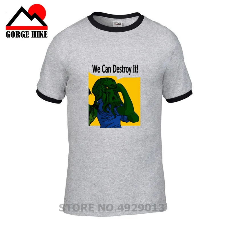 Cartoon T Shirt Cute Cthulhu Octopus Beer T-shirt Men Summer Clothes Monster Tees Tops Vintage Tshirt Cotton Streetwear | Мужская одежда