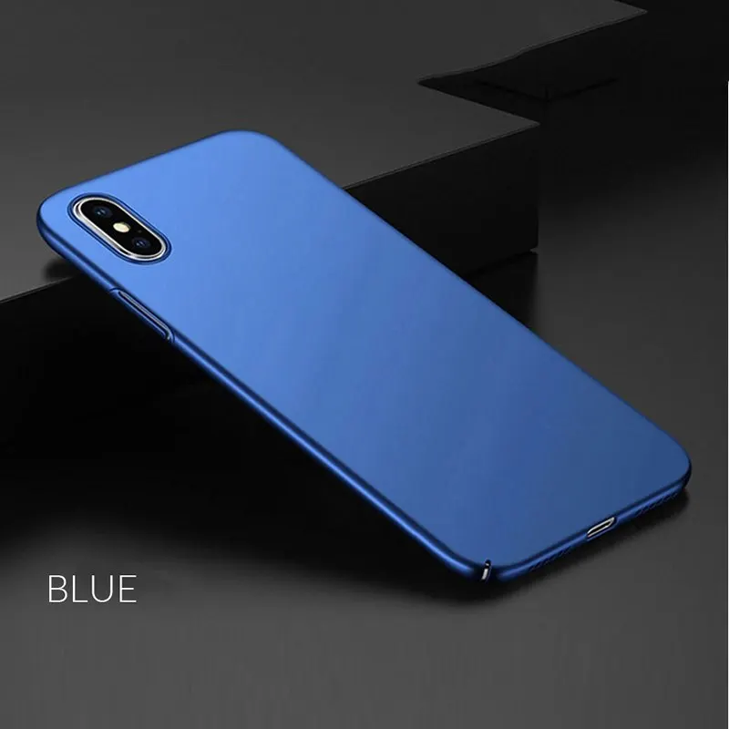 Синий Противоударный ультра тонкий чехол для iPhone 6 6S 10 11 Pro X XR XS Max 7 8 Plus PC матовый чехол для телефона для iPhone 7 7plus 8 Роскошный чехол - Цвет: Синий