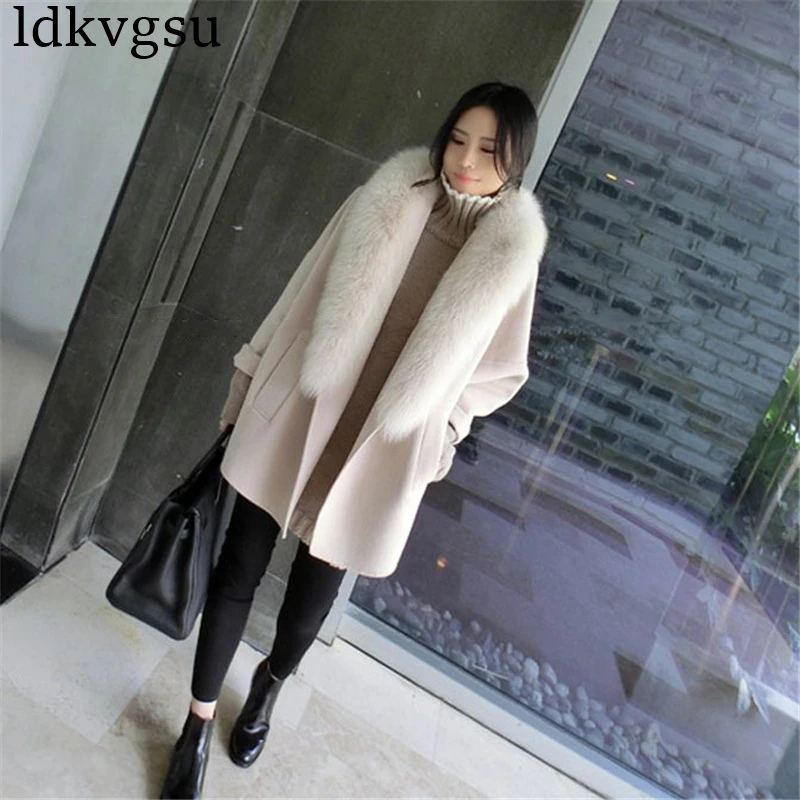 Новинка 2020 осенне зимняя Длинная шерстяная куртка женское модное свободное