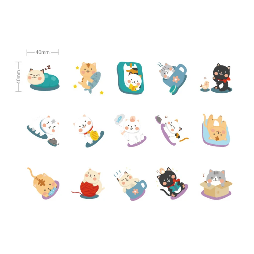 

1pack/lot Sticker Pack Cats Pig Plants Cakes Stickers Paper Bird Weather Stickers Decoration Diary Scrapbooking School Supplies
