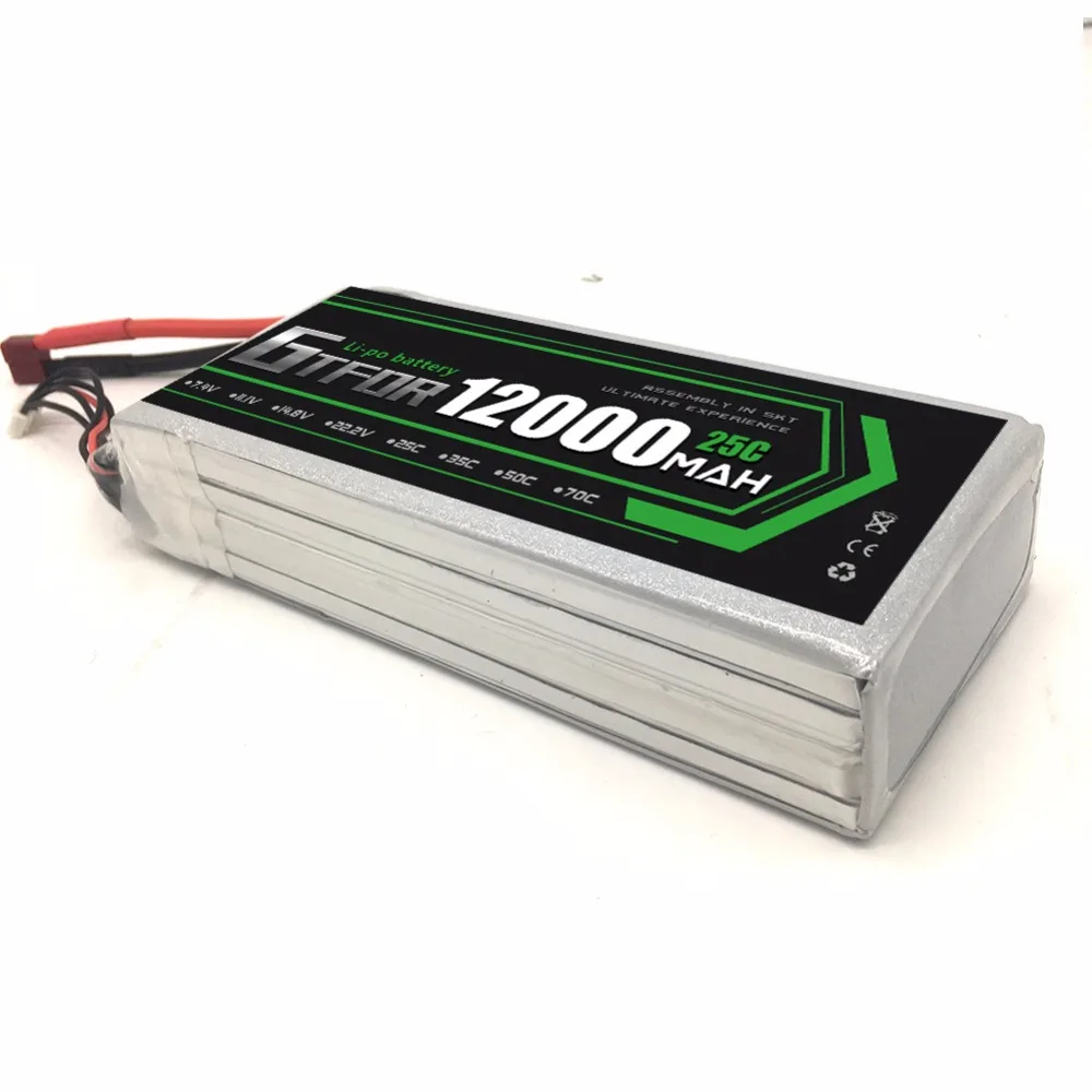 

GTFDR RC Lipo Battery 12000mAh 18.5V 5S 25C max50C For RC Helicopter Drone FPV UAV Car Boat Multicopter 6-xis Quadcopter