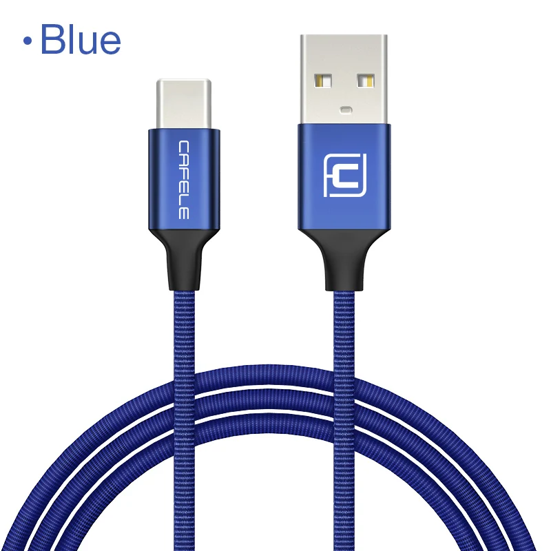 Blue Cafele Тип C Usb Дата-кабель для samsung huawei p20 Honor 9 10 Xiaomi Mi8 Mi6 MI5S oneplus зарядный кабель для передачи данных Usb кабель 5V 2.1A - Цвет: Blue