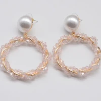 high quality crystal beads dangle drops earrings fashion statement jewelry wedding party dangle earring for women wholesale
