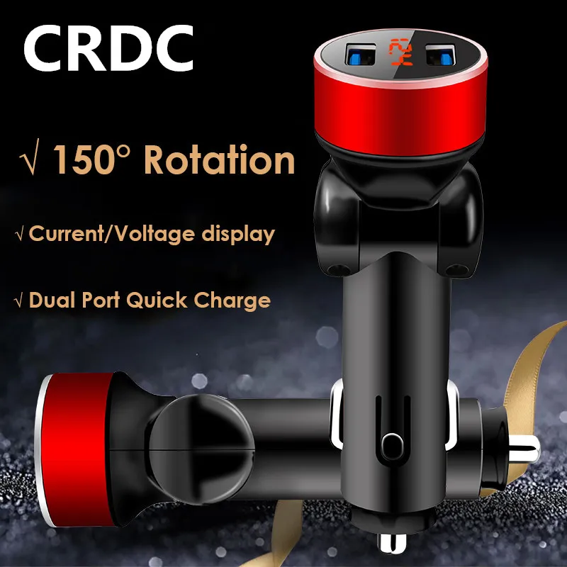 CRDC USB Автомобильное зарядное устройство вращение на 150 градусов 3.1A двойное