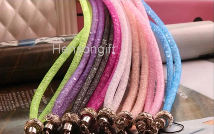 Кристалл Bling Key Lanyard ID значки держатели сетки пряжа мобильный шеи ремни создание цепи браслет 8 цветов