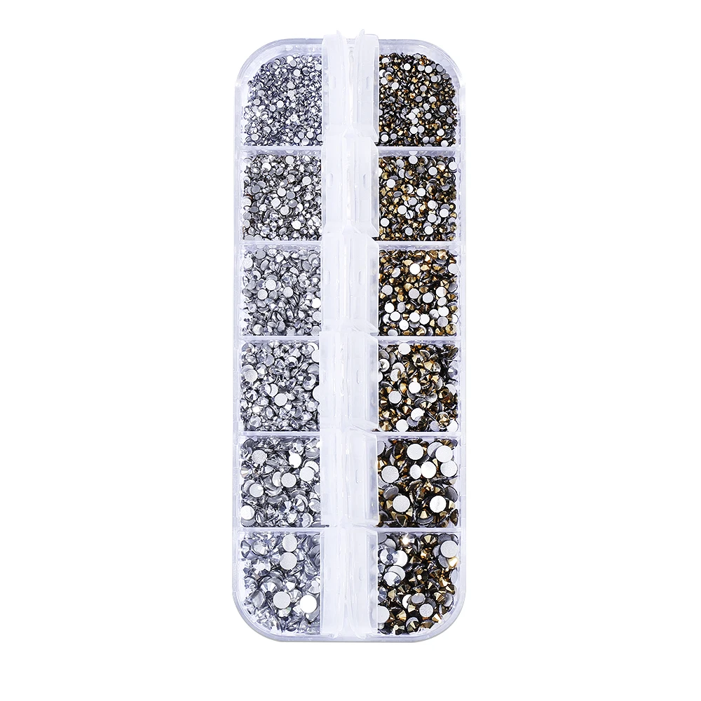 

1 Box 2 Colors 1.5mm-3.8mm Mix Size Crystal AB Rhinestones Gems Flatback Stones 2 colors Nail Art Rhinestones Decoration+Box