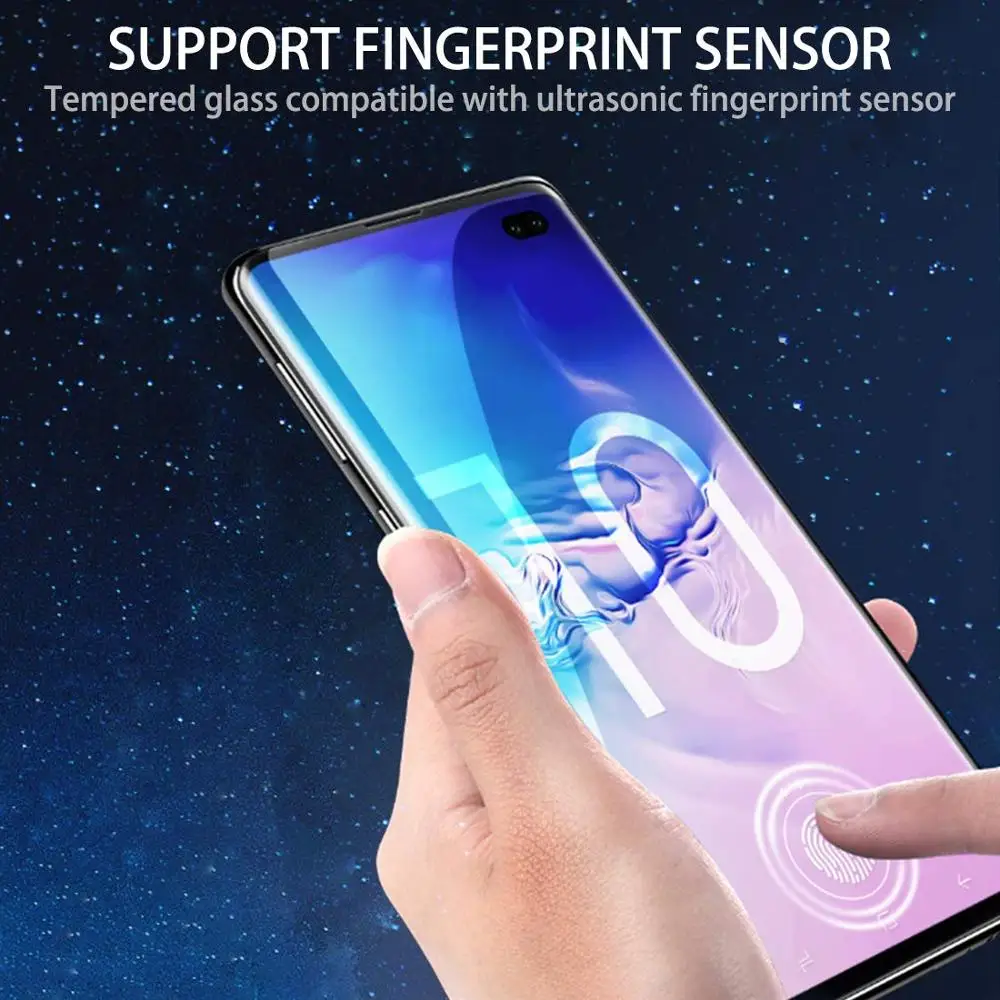 5D полностью изогнутый УФ-клей для Samsung Galaxy S10 PLUS + закаленное стекло защиты экрана