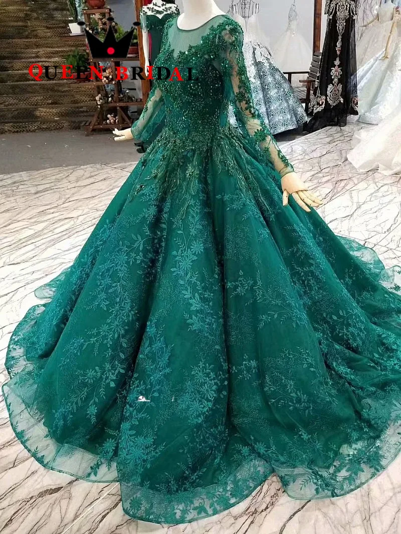Real Photos 2021 Vestido De Festa Lace Sequins Beading Evening Dress Robe De Soiree Long Sleeves Lady Evening Gown EV120