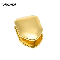 tophiphop hip hop gold plating braces single tooth top grillz party body wear jewelry rapper jewelry for men and women