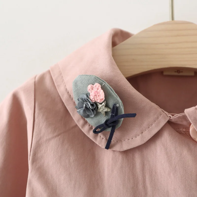 Осенняя куртка принцессы с отложным воротником и рисунком кота для маленьких