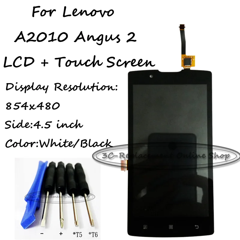 White/Black 4.5 inch For Lenovo A2010 Angus 2 LCD Display + Touch Screen Digitizer Assembly Smartphone Replacement Free Tools | Мобильные