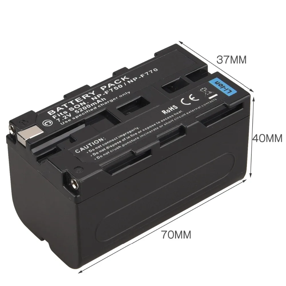 1 шт Высокое Ёмкость 5200 мА/ч, NP-F770 NP-F750 NP F770 np f750 NPF770 750 Батарея для sony NP-F770 NP-F750 F960 F970 Камера Батарея