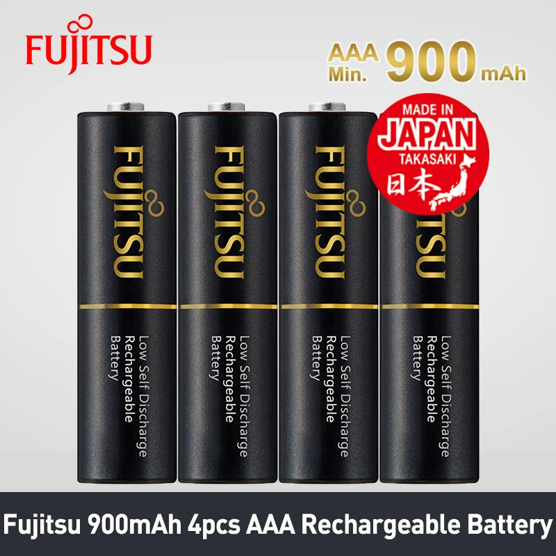 Fujitsu оригинальный сделано в Японии 4 шт./упак. 900 мАч Ni MH AAA перезаряжаемая батарея 1