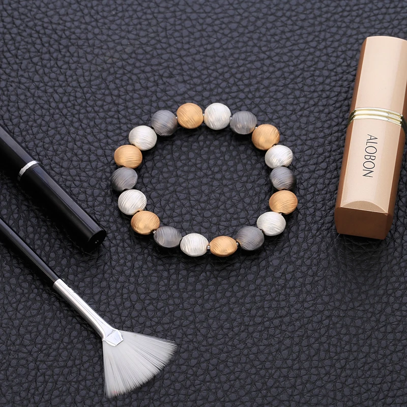 Модные круглые бусы браслет для женщин Богемия цвет золотой эластичный ручной