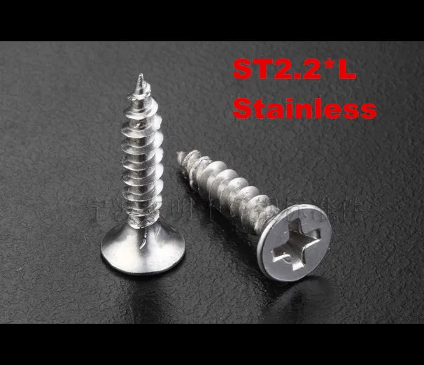 

100pcs/lot DIN7982 ST2.2*4.5/6.5/9.5/13/16/19 Stainless steel cross recessed phillips flat head countersunk self tapping screw