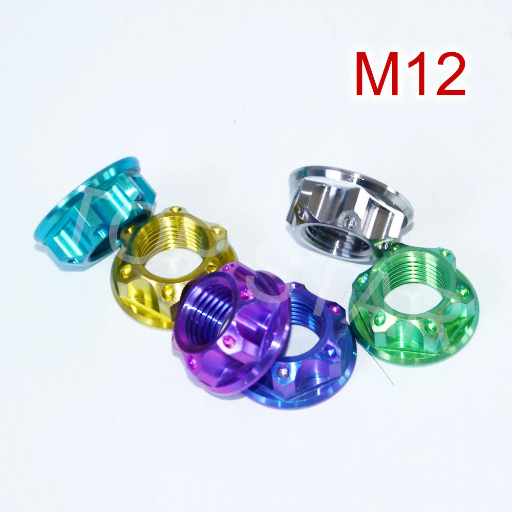 M12 X шаг 1 25 титановая Торцевая гайка для мотоцикла обожженная синяя и винтовая 6