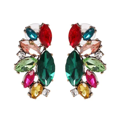 Multicolor Модные Висячие серьги для женщин, цветные Винтажные висячие серьги в стиле бохо, женские модные ювелирные изделия, большие серьги с кристаллами - Окраска металла: Multicolor