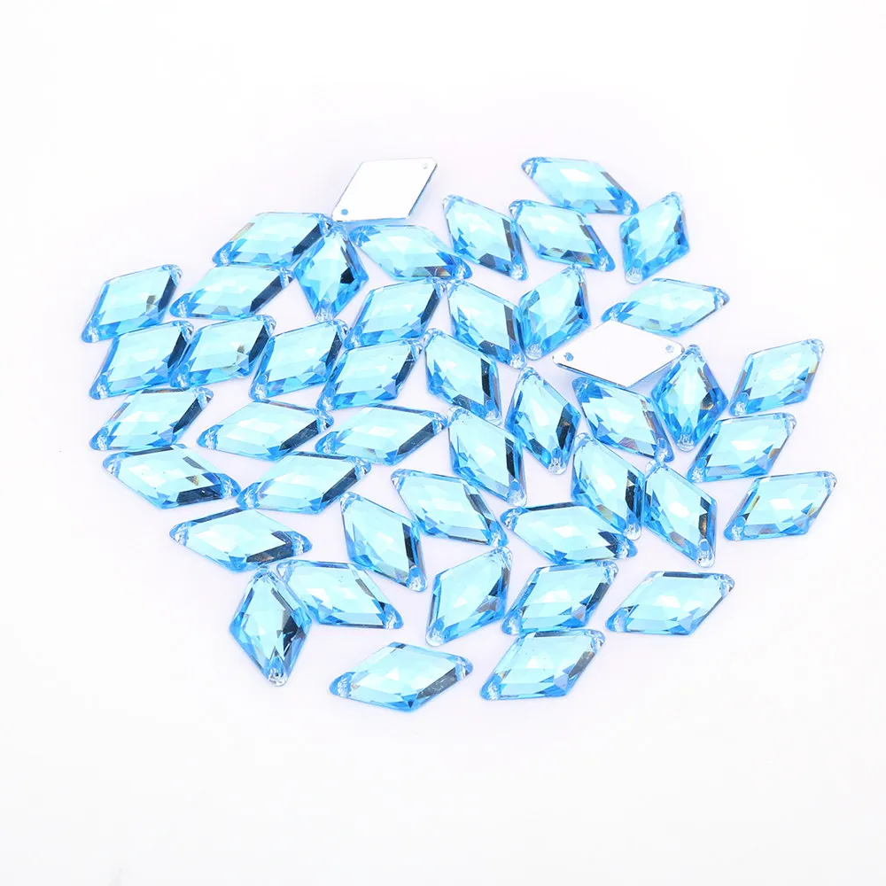 Sky Blue Tpsmc 100 шт 10 мм x 18 мм Ромб акриловые Пришивные из стразов для одежды обувь сумки, швейные принадлежности DIY ремесла - Цвет: Sky Blue