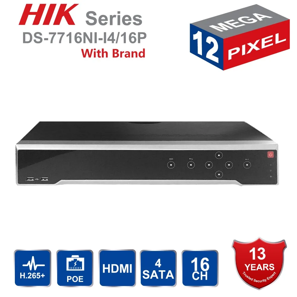 HIKvision английский H265 4K NVR 16CH DS-7716NI-I4/16 P Профессиональный POE для системы видеонаблюдения HDMI штепсельный разъем VGA& Play NVR