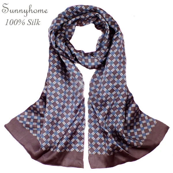 Двухслойный 100% чистый шелк клетчатый шарф мужская шаль зимняя мода британский