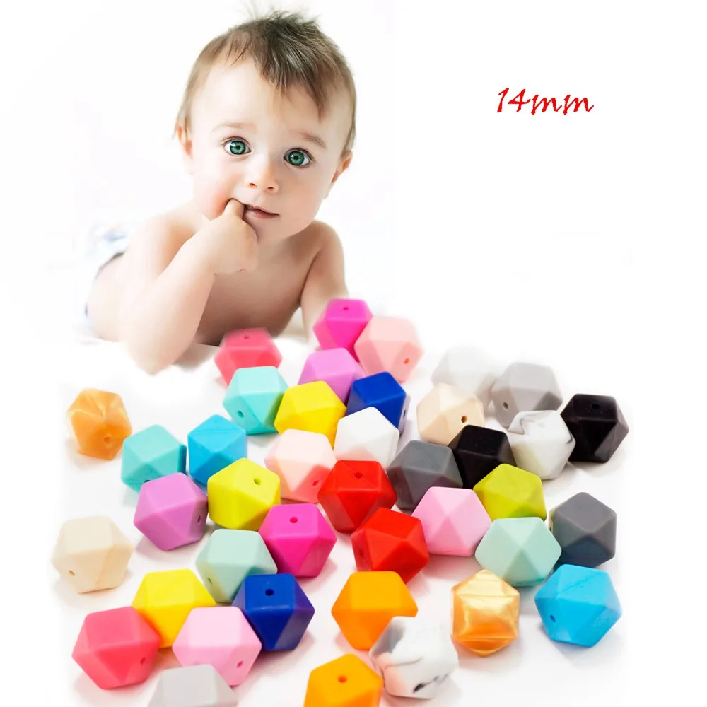

Sutoyuen 50 шт. BPA бесплатно 14 мм шестигранные силиконовые бусины, подвески, многогранные бусины, жевательные Детские Сенсорные игрушки, ожерелье...