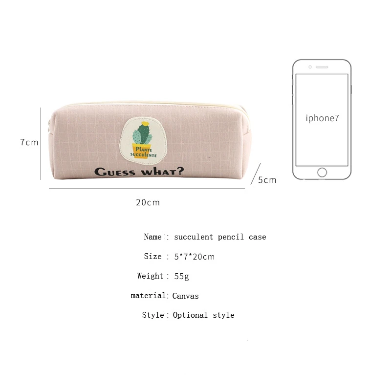 

Cute cactus Canvas Pencil Bags Multi-function Pencil Bag Large Capacity Student Pencil Case Zipper Bag School Stationery Supply