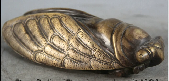 ZSR JP S0522 9&quot Chinese Copper Feng Shui Folk animal insect Spittor Cicada Statue Sculpture | Дом и сад