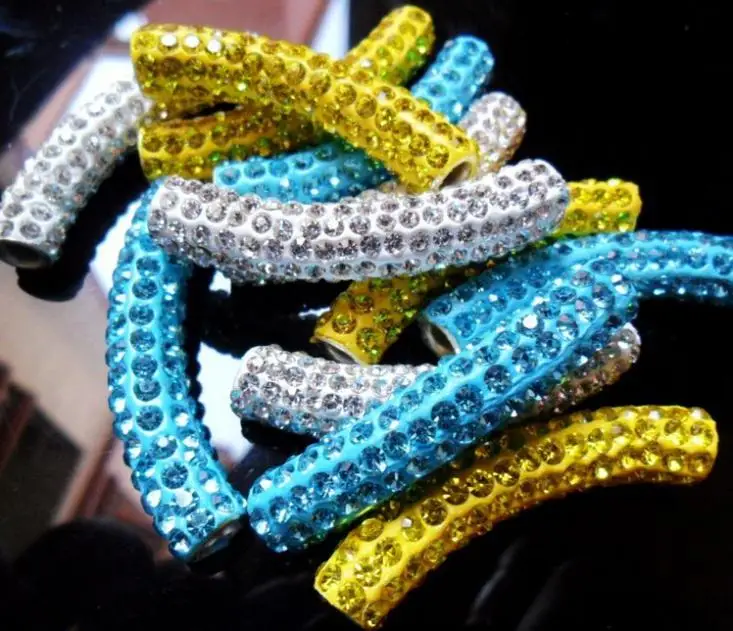 

best clay black white red mixed multi color long bending tube beads. Wholesale DIY bead for bracelet crystal