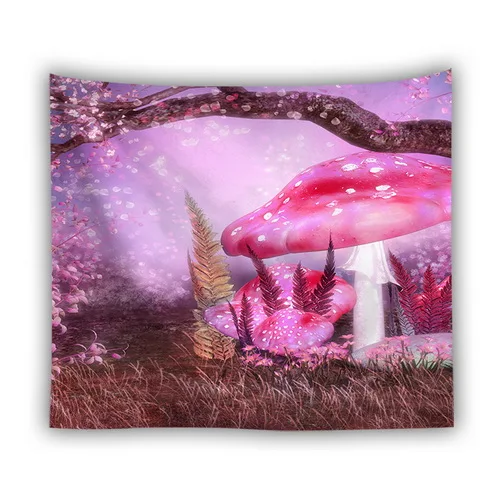 T160-C phychedelic forest mushroom tapestry wall hanging dorm room decor deer animal wall blanket - Цвет: T160-C