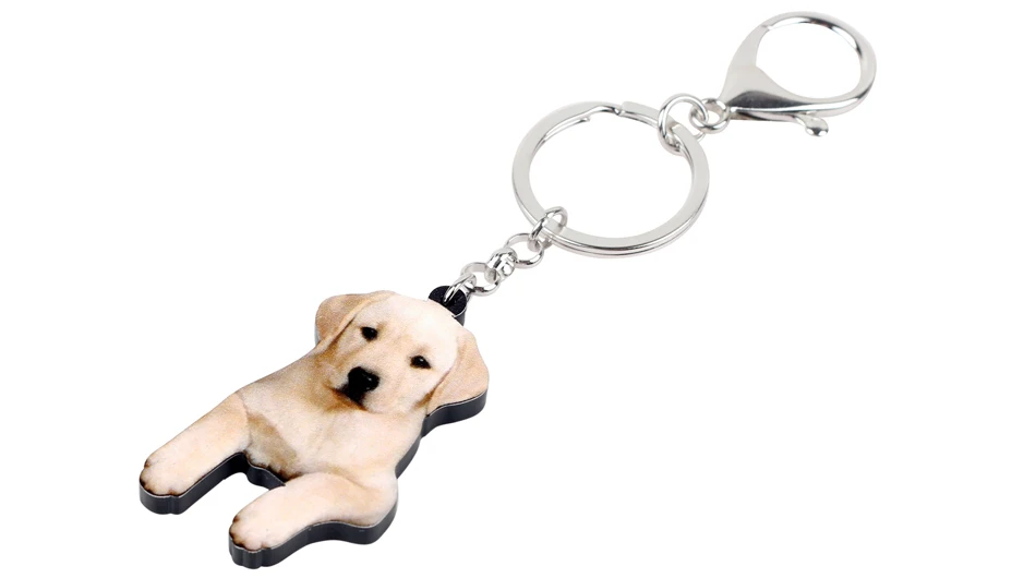 Bonsny Acrylic Cute Labrador Dog Key Chains Keychain Holder Animal Jewelry For Women Girls Pet Lovers Gift Bag Car Wallet Charms