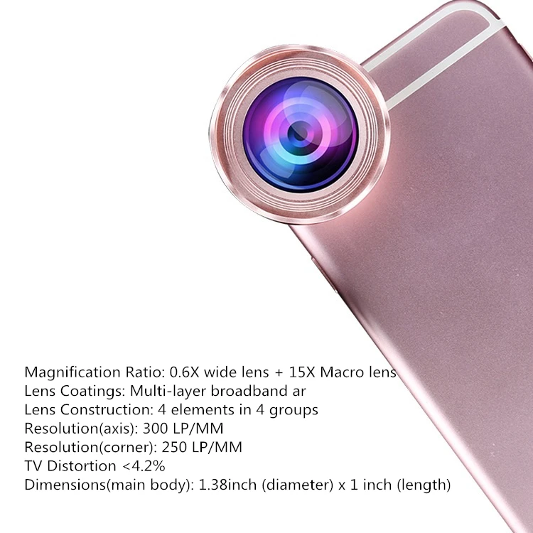 Портативный 4k объектив камеры высокого разрешения 15X макро Lense широкоугольный объектив Профессиональный Универсальный зажим на Объективы для телефона для huawei samsung