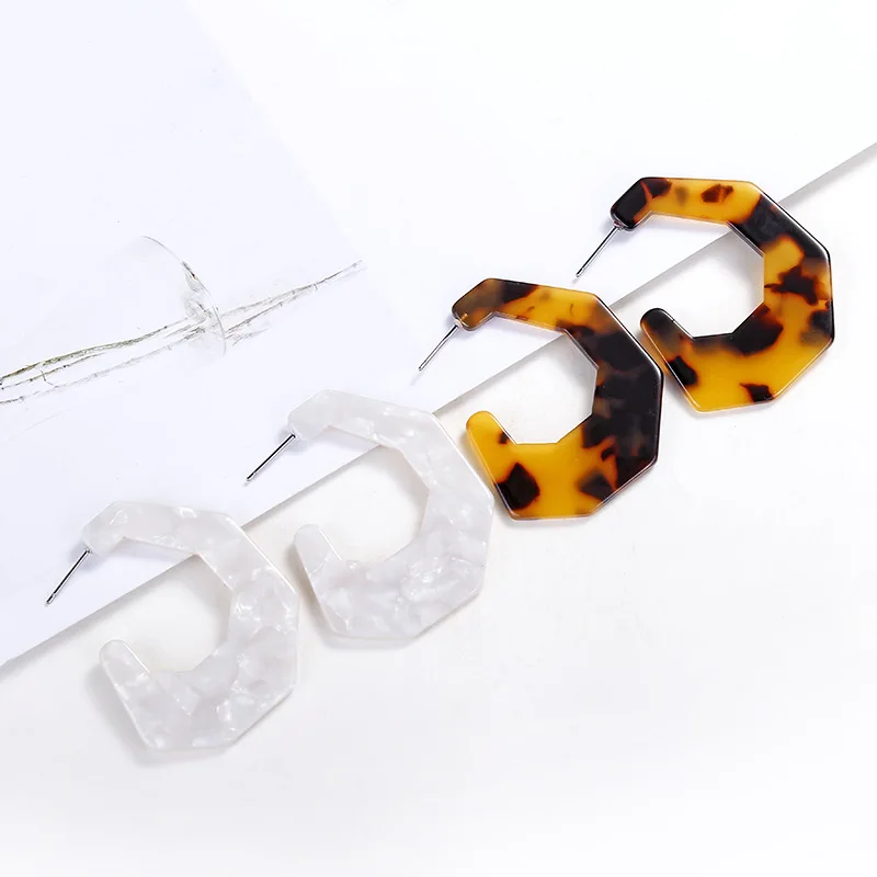 Acetic Acrylic Resin C shapped Stud Earrings For Women 2019 Fashion Simple Style Geometry Jewelry | Украшения и аксессуары