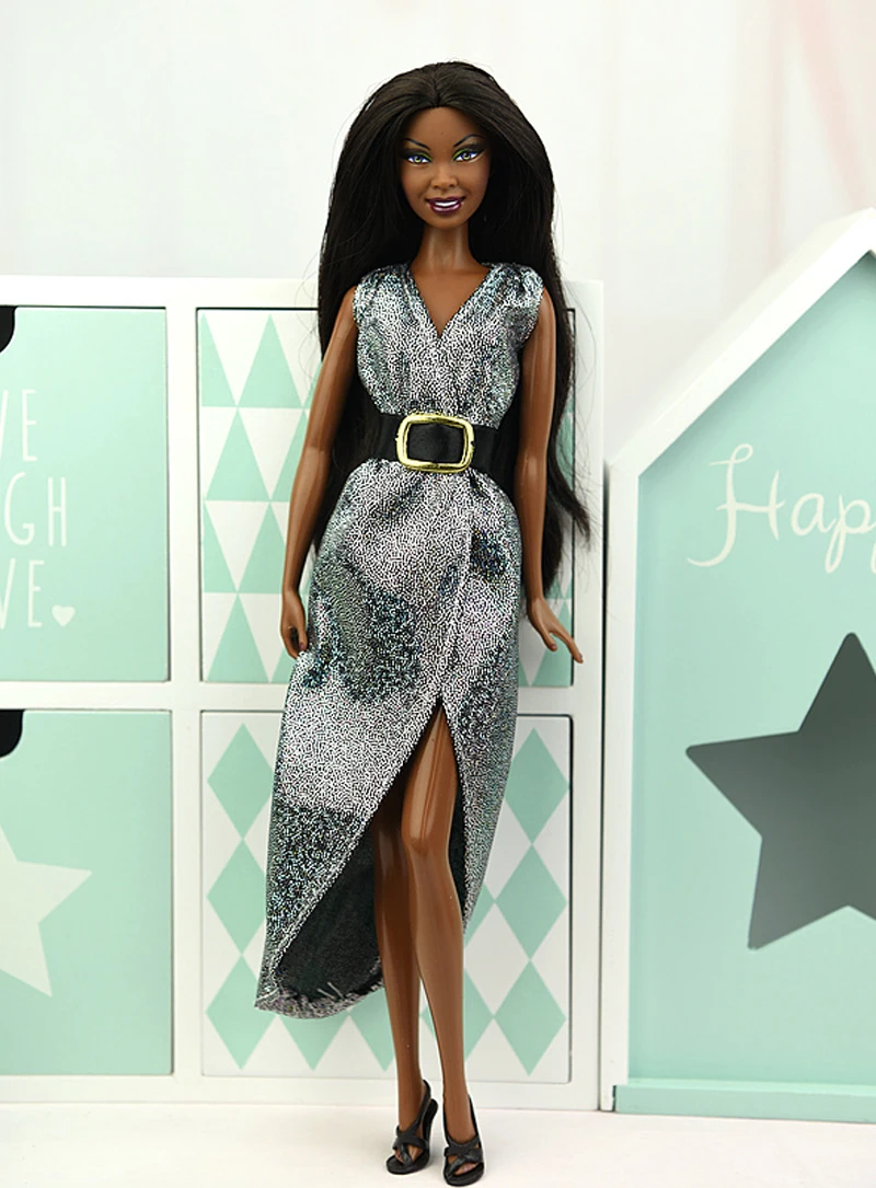 gray dress Модная Одежда для кукол; вечернее платье для куклы Барби; Одежда для кукол; Vestido; одежда для кукольного домика Барби 1/6; аксессуары для кукол BJD - Цвет: gray dress