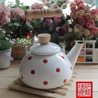 White polka dot export 1.5l enamel kettle teapot cool water pot
